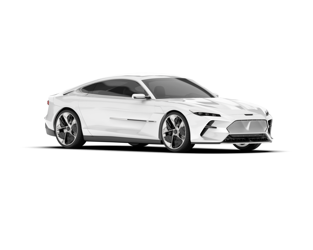 White sport car on transparent background. 3d rendering - illustration png