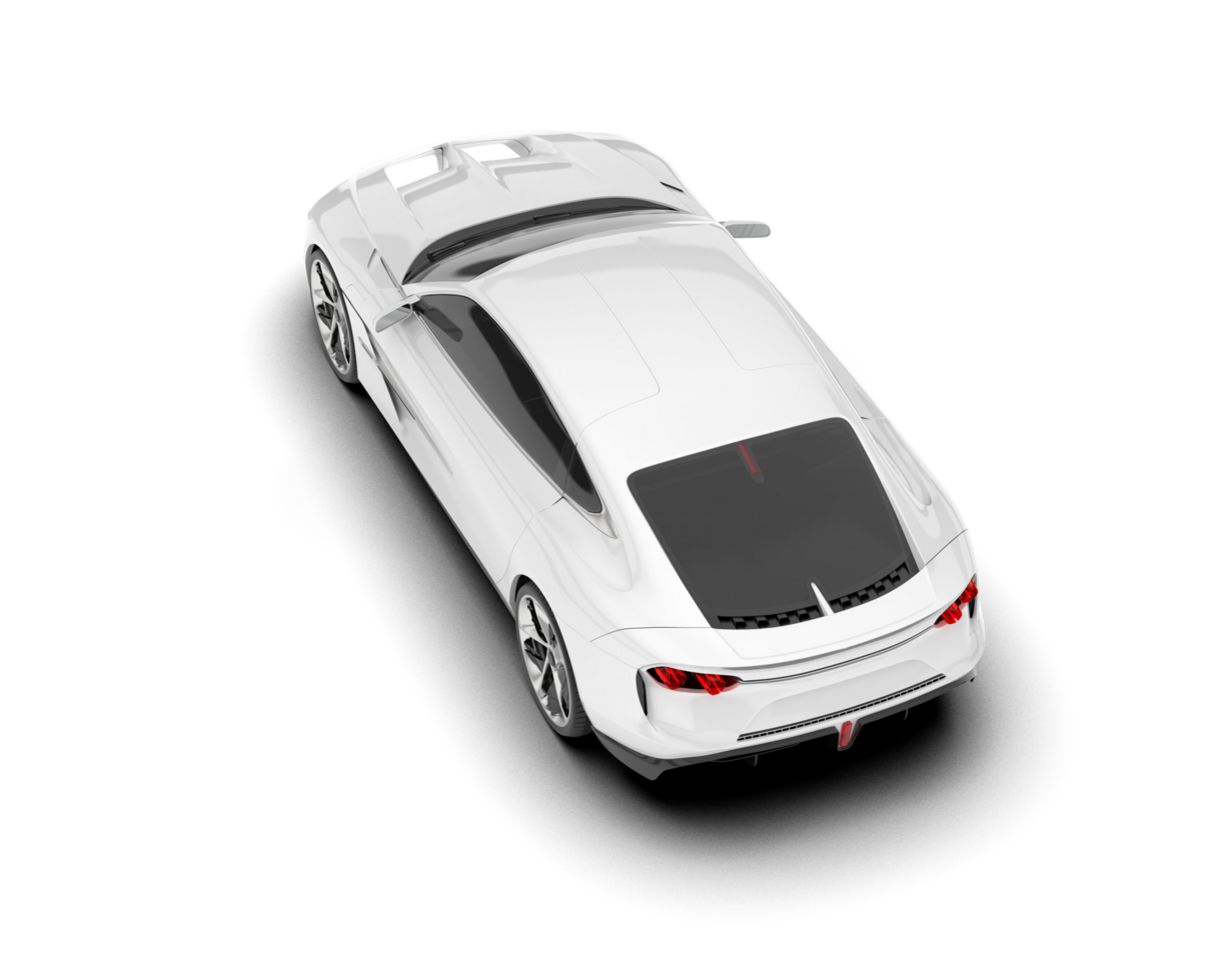 White sport car on transparent background. 3d rendering - illustration png