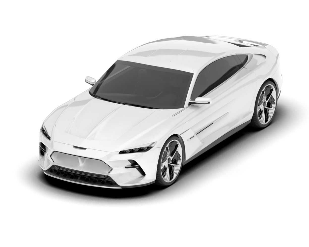 White sport car on transparent background. 3d rendering - illustration png