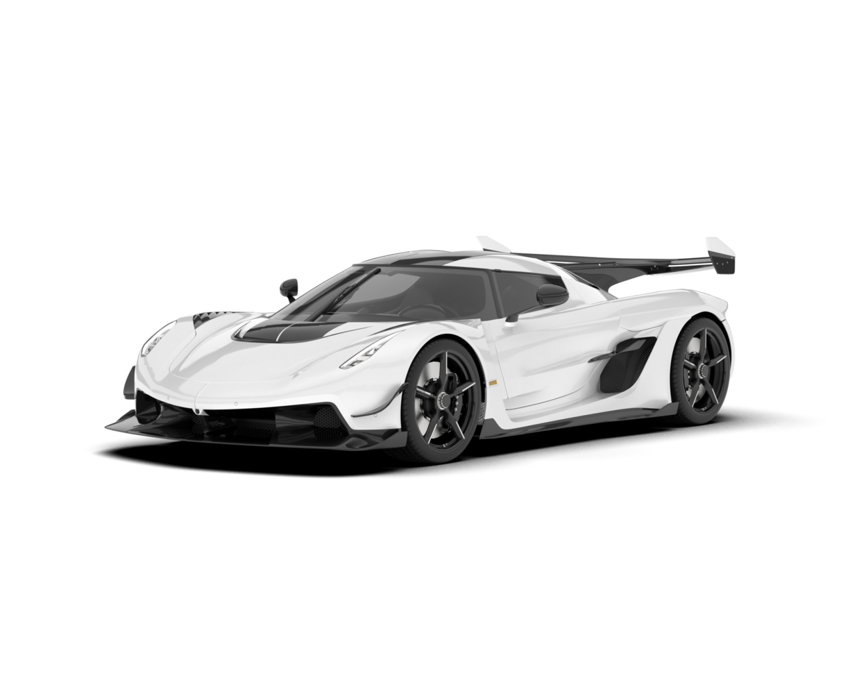 White sport car on transparent background. 3d rendering - illustration png