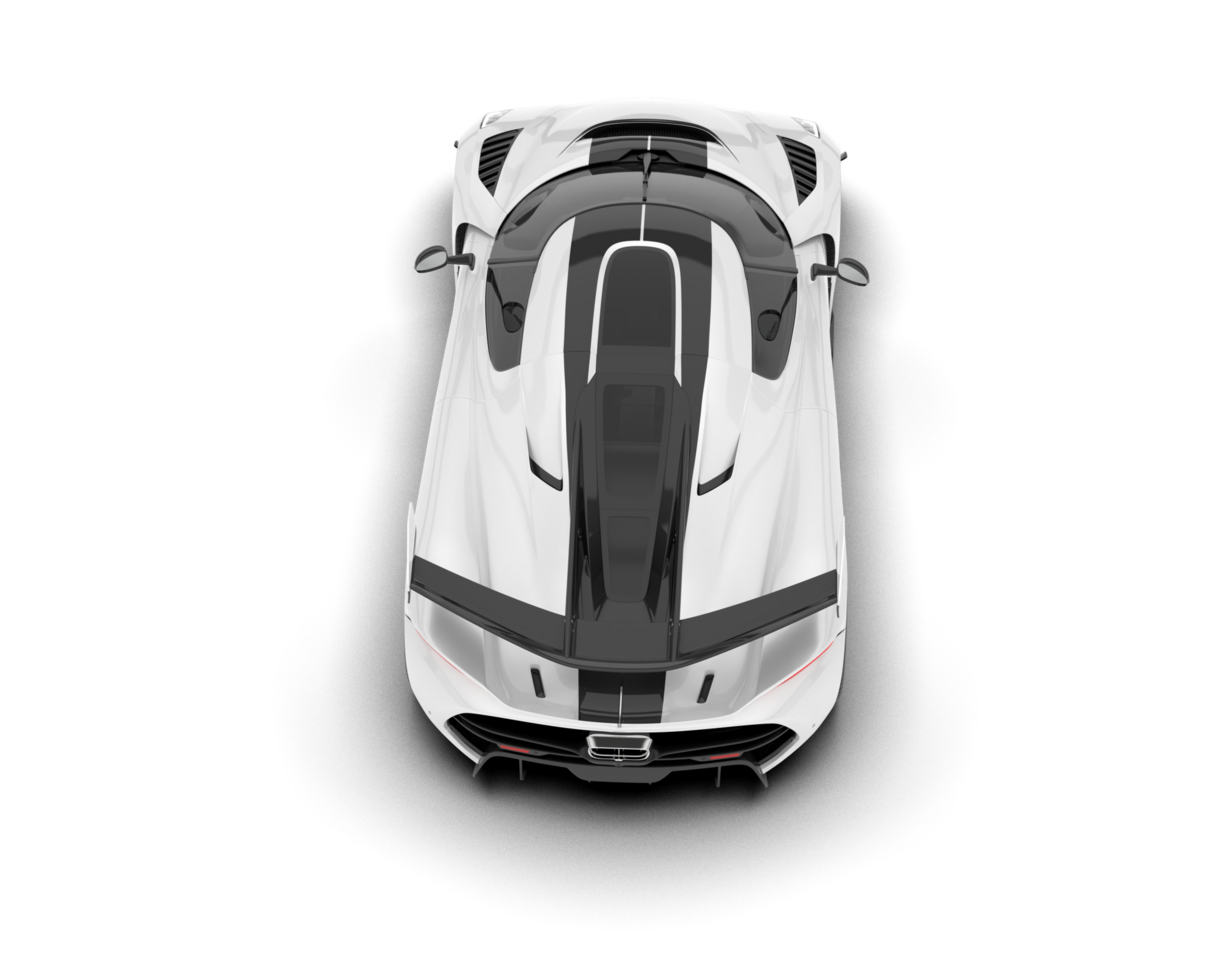 White sport car on transparent background. 3d rendering - illustration png