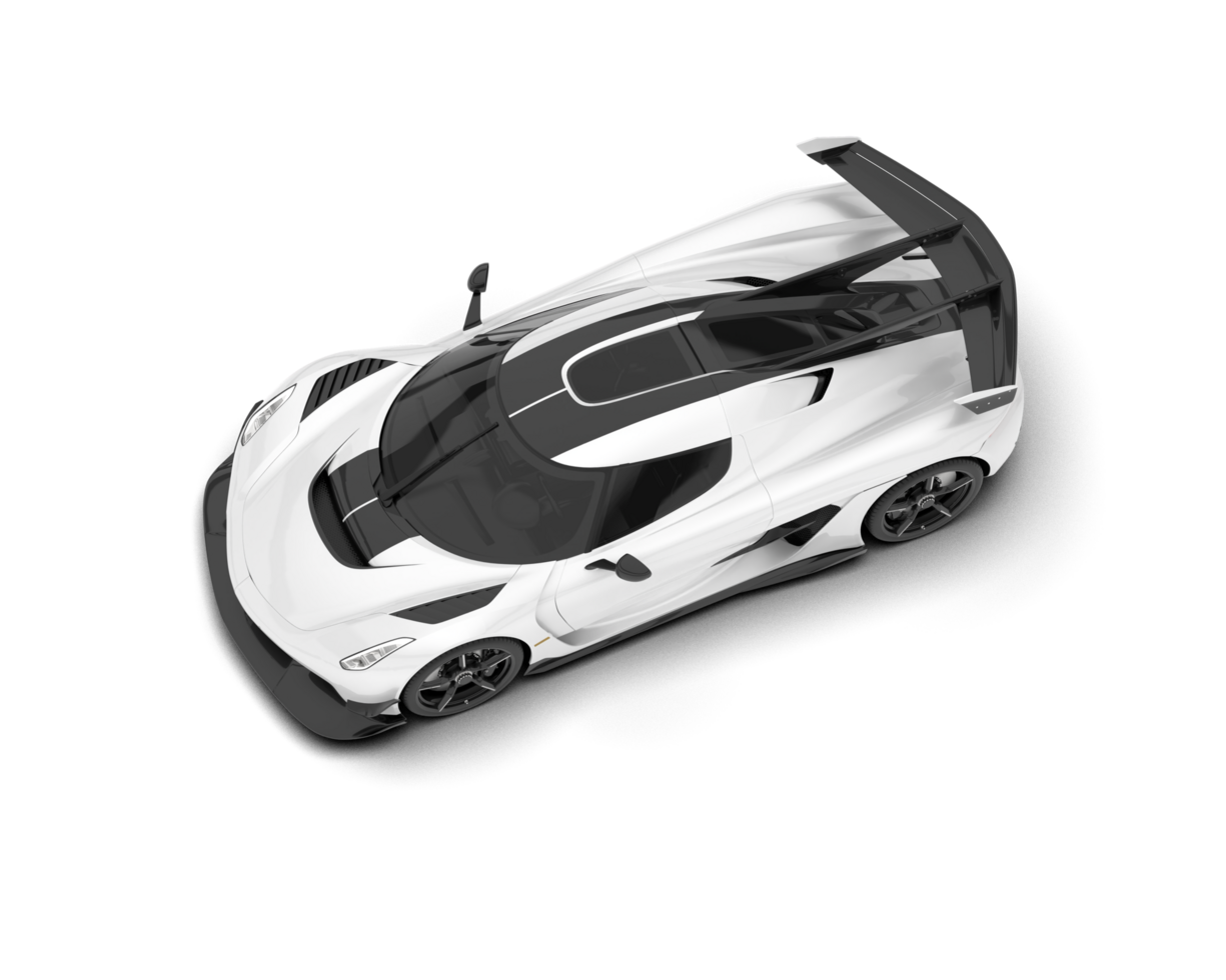 White sport car on transparent background. 3d rendering - illustration png