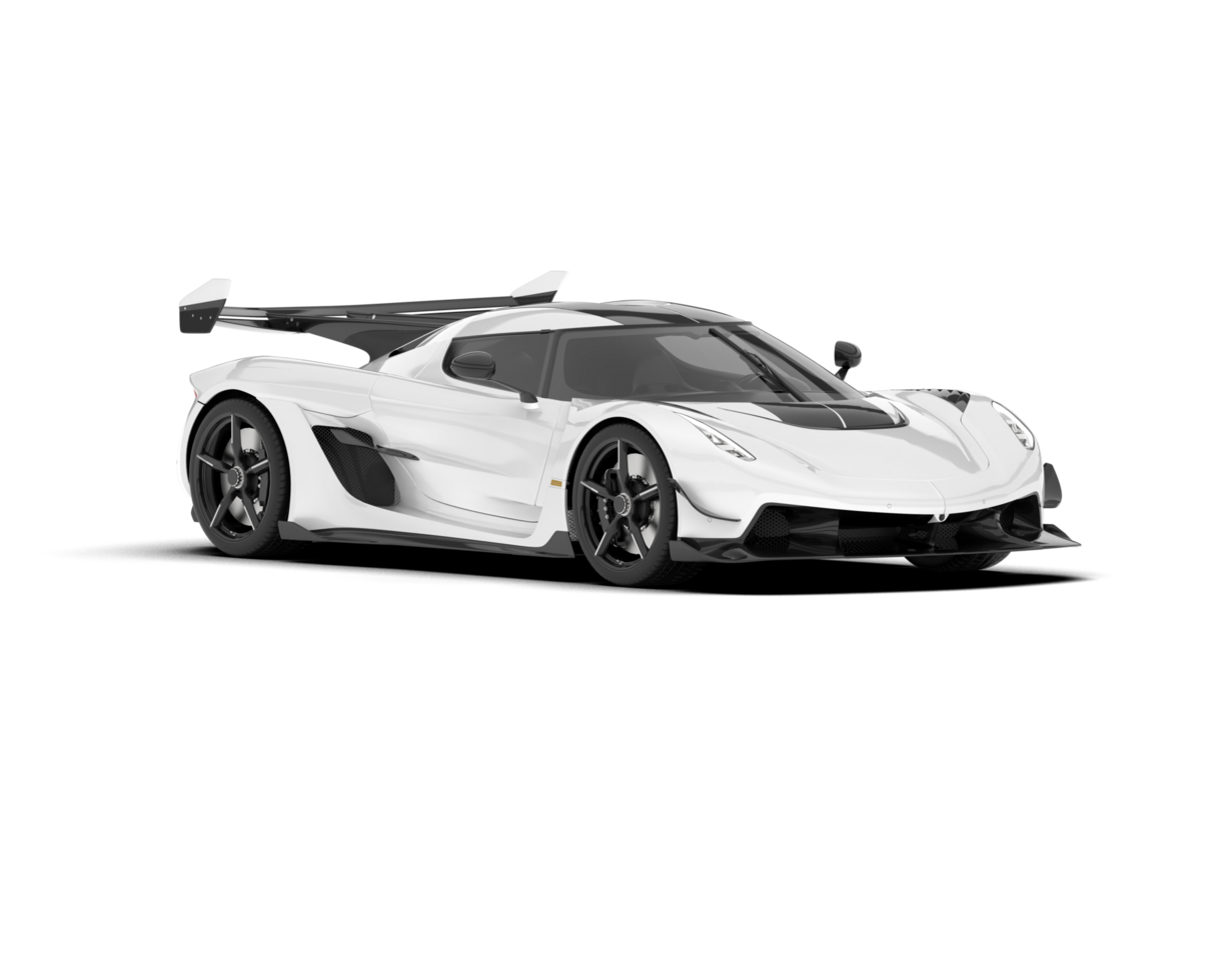 White sport car on transparent background. 3d rendering - illustration png