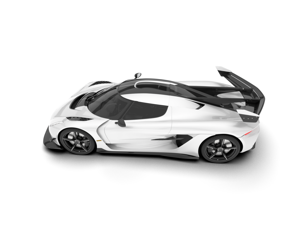 White sport car on transparent background. 3d rendering - illustration png