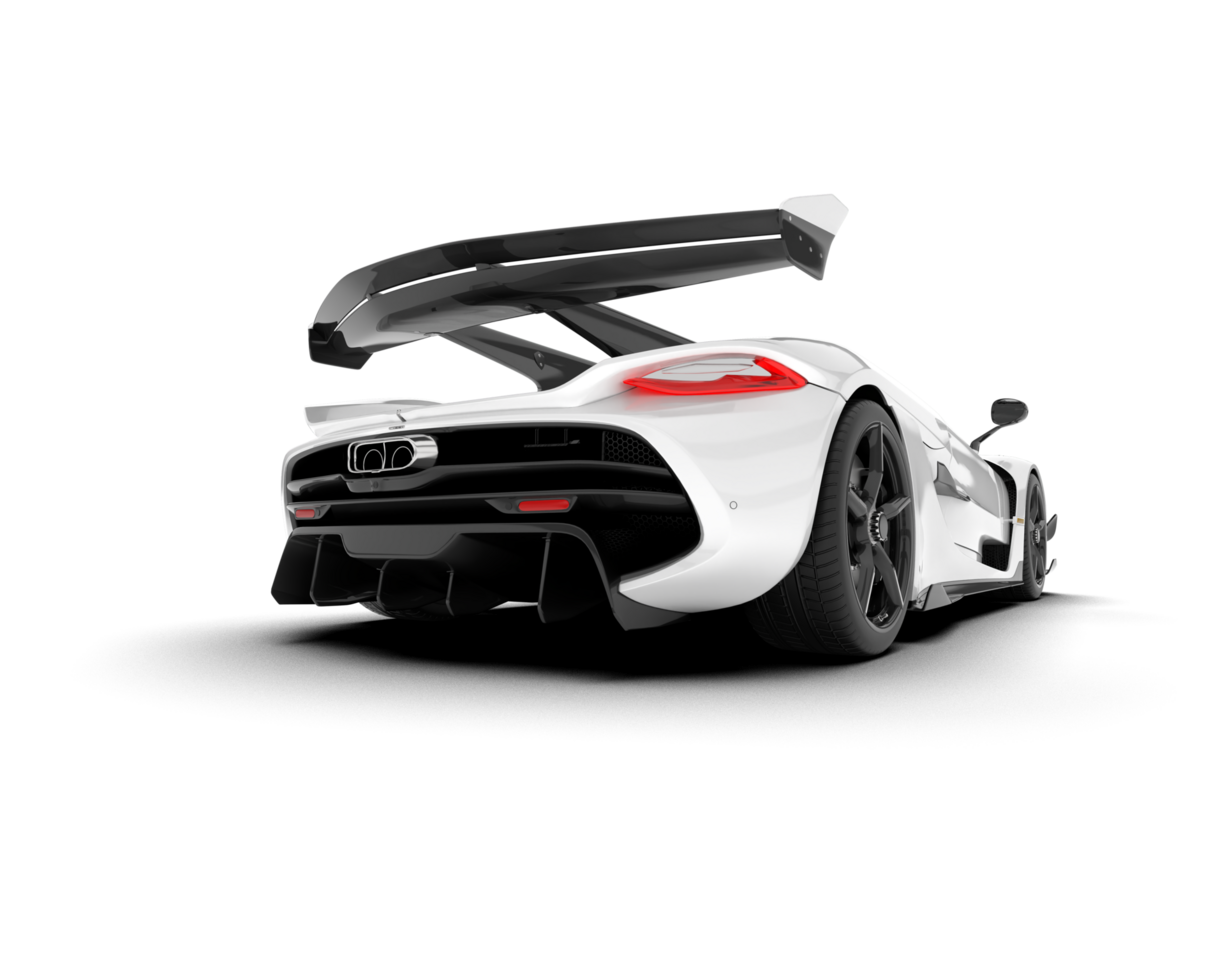 White sport car on transparent background. 3d rendering - illustration png