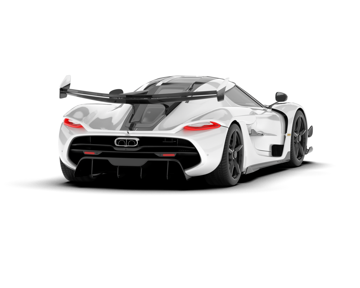 White sport car on transparent background. 3d rendering - illustration png