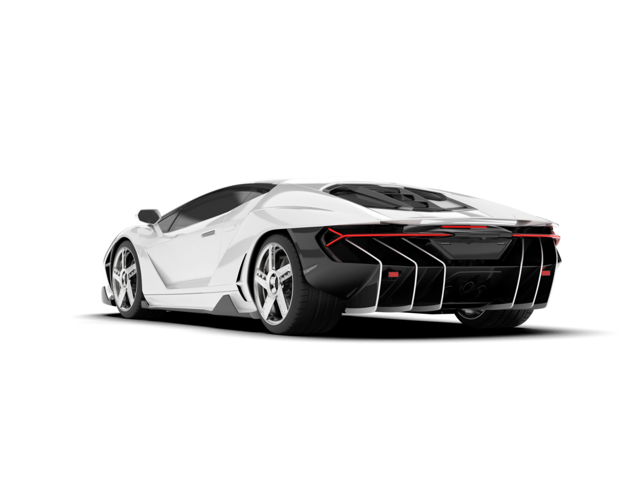 White sport car on transparent background. 3d rendering - illustration png