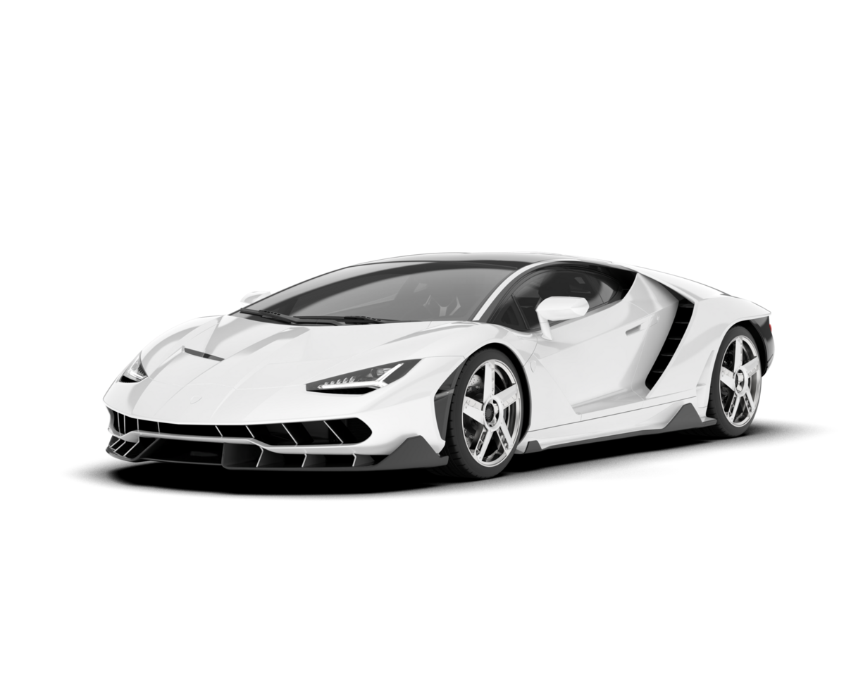 White sport car on transparent background. 3d rendering - illustration png