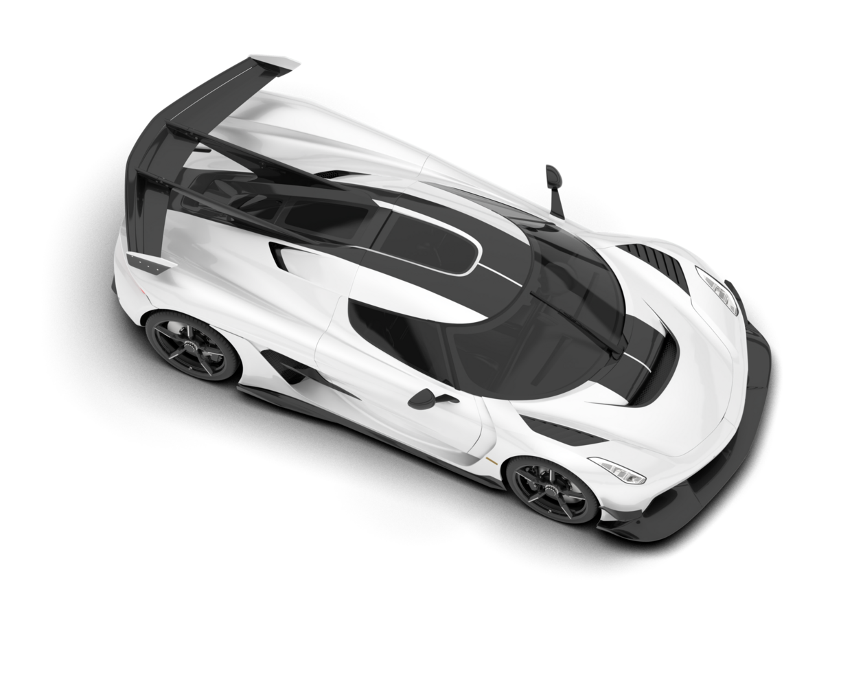 White sport car on transparent background. 3d rendering - illustration png
