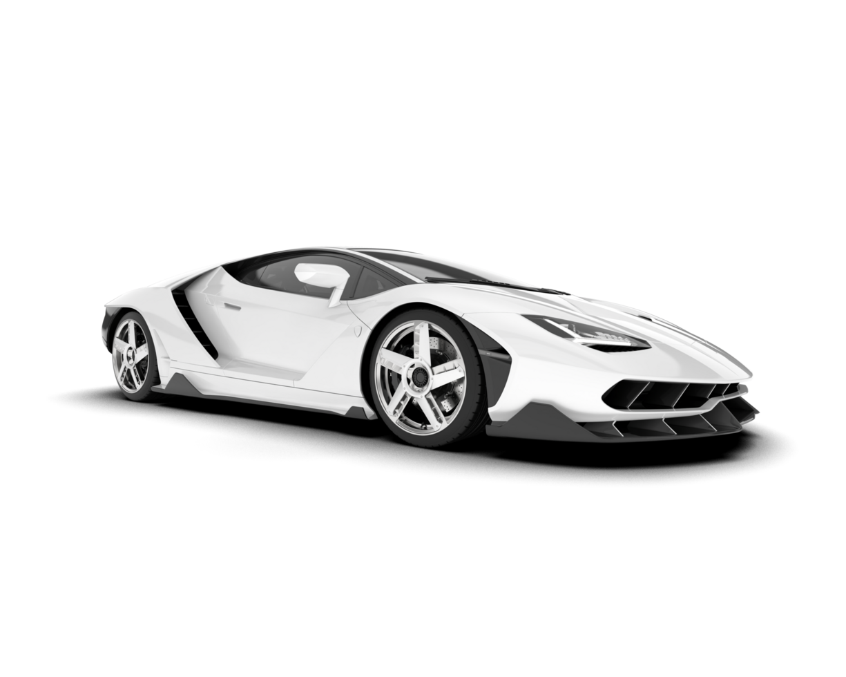 White sport car on transparent background. 3d rendering - illustration png