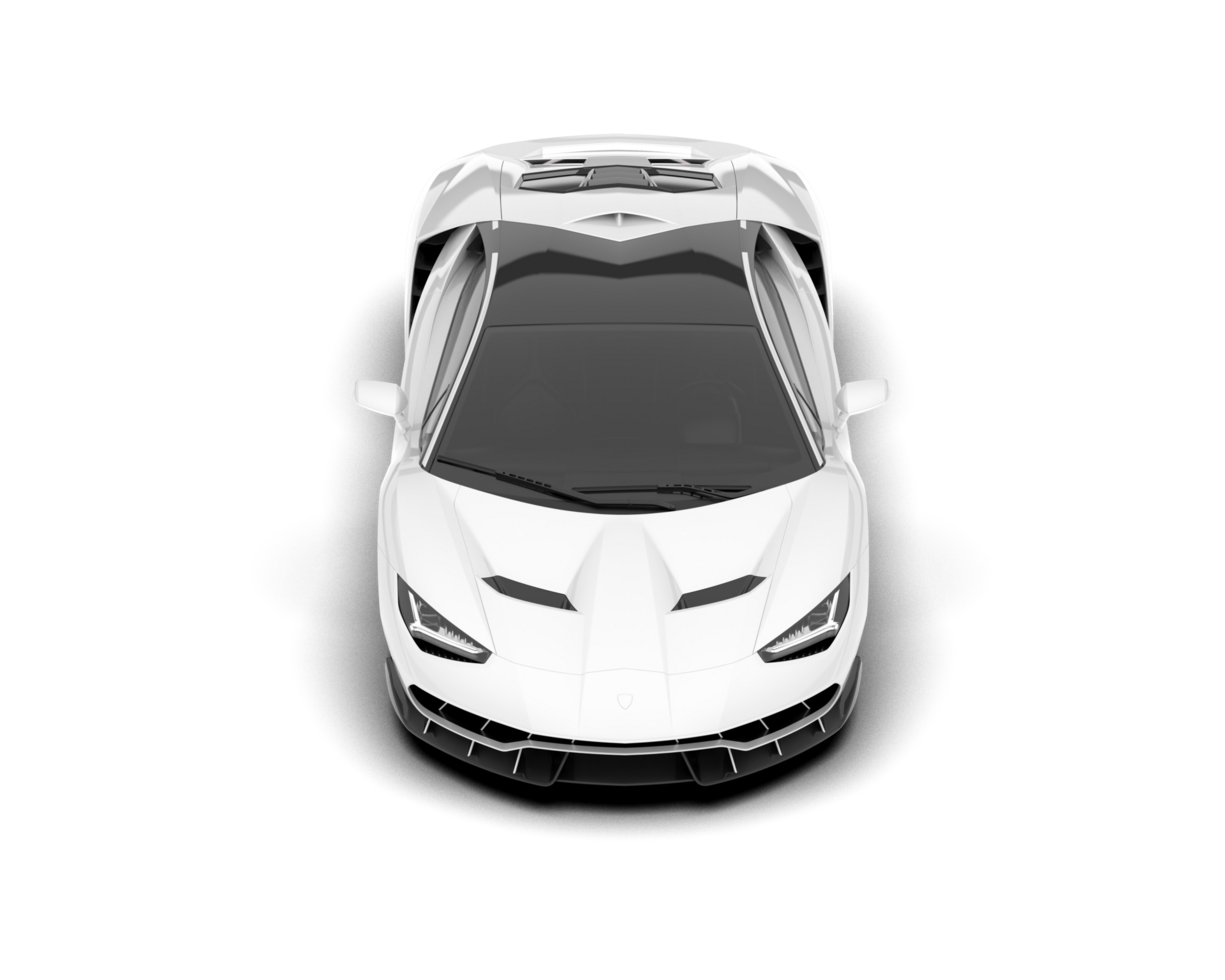 White sport car on transparent background. 3d rendering - illustration png