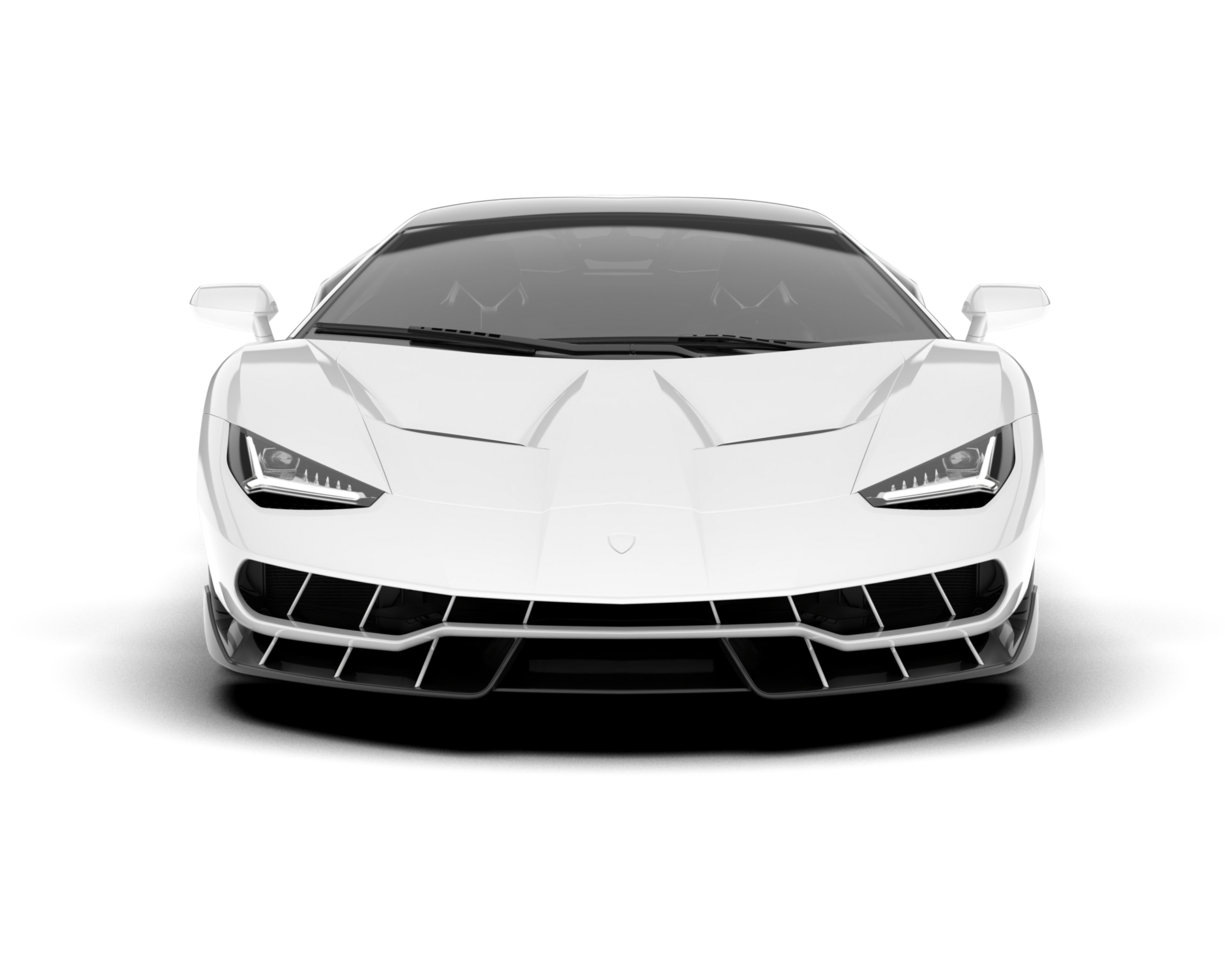White sport car on transparent background. 3d rendering - illustration png