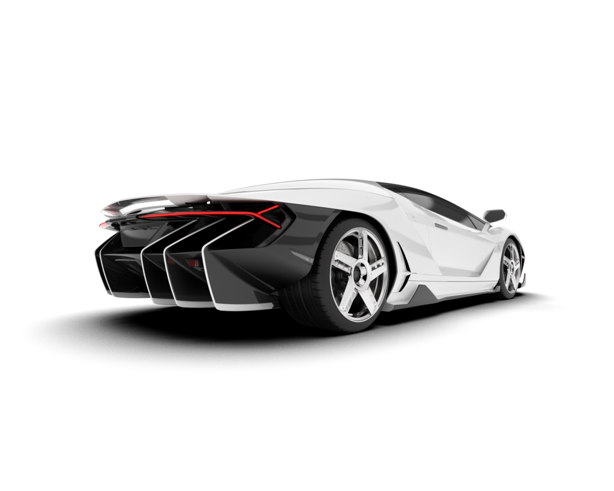 White sport car on transparent background. 3d rendering - illustration png