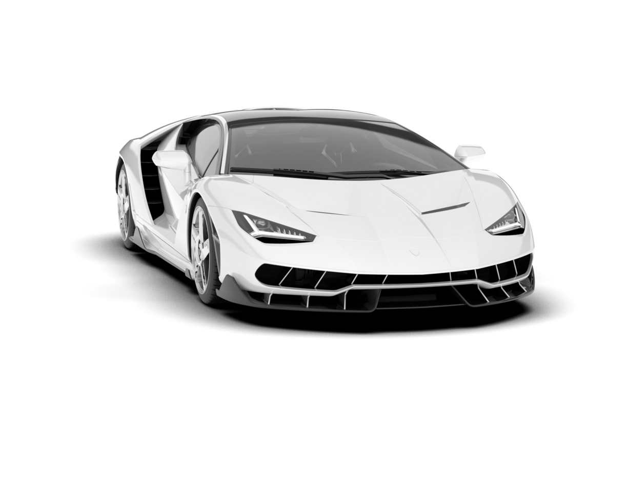 White sport car on transparent background. 3d rendering - illustration png