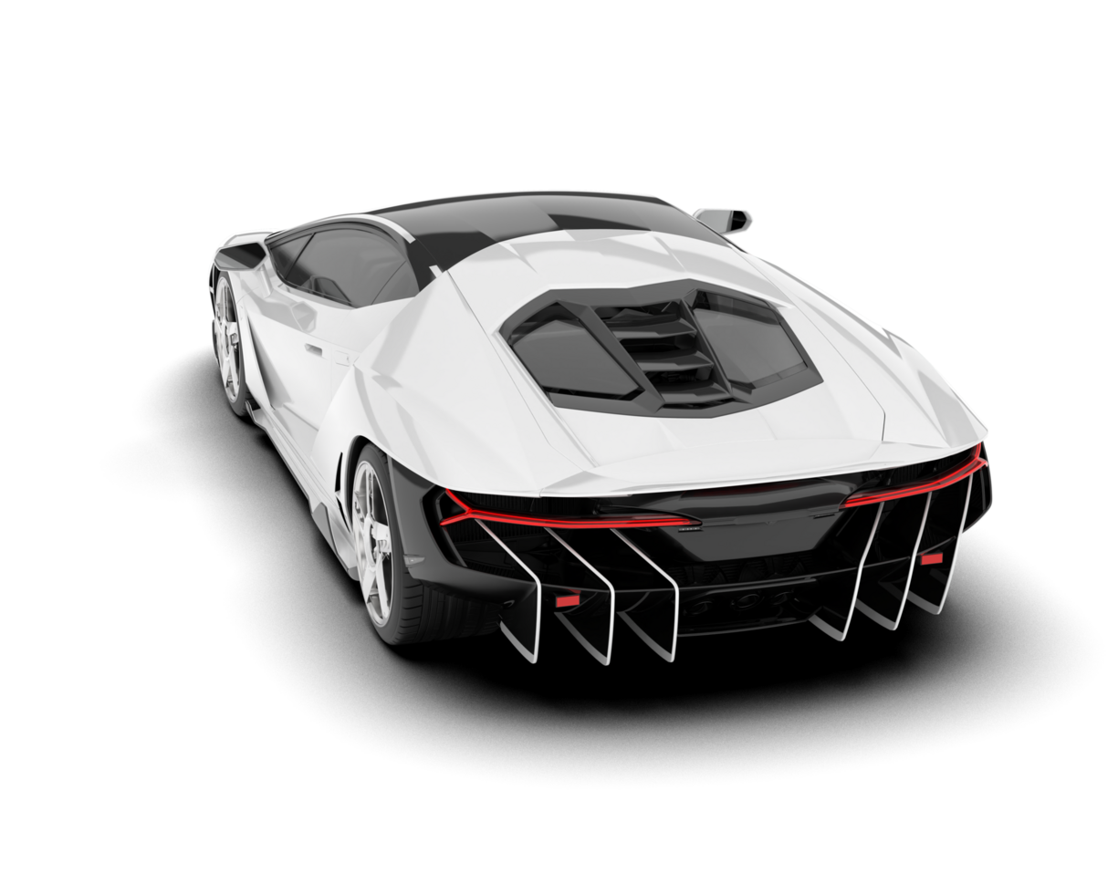 White sport car on transparent background. 3d rendering - illustration png
