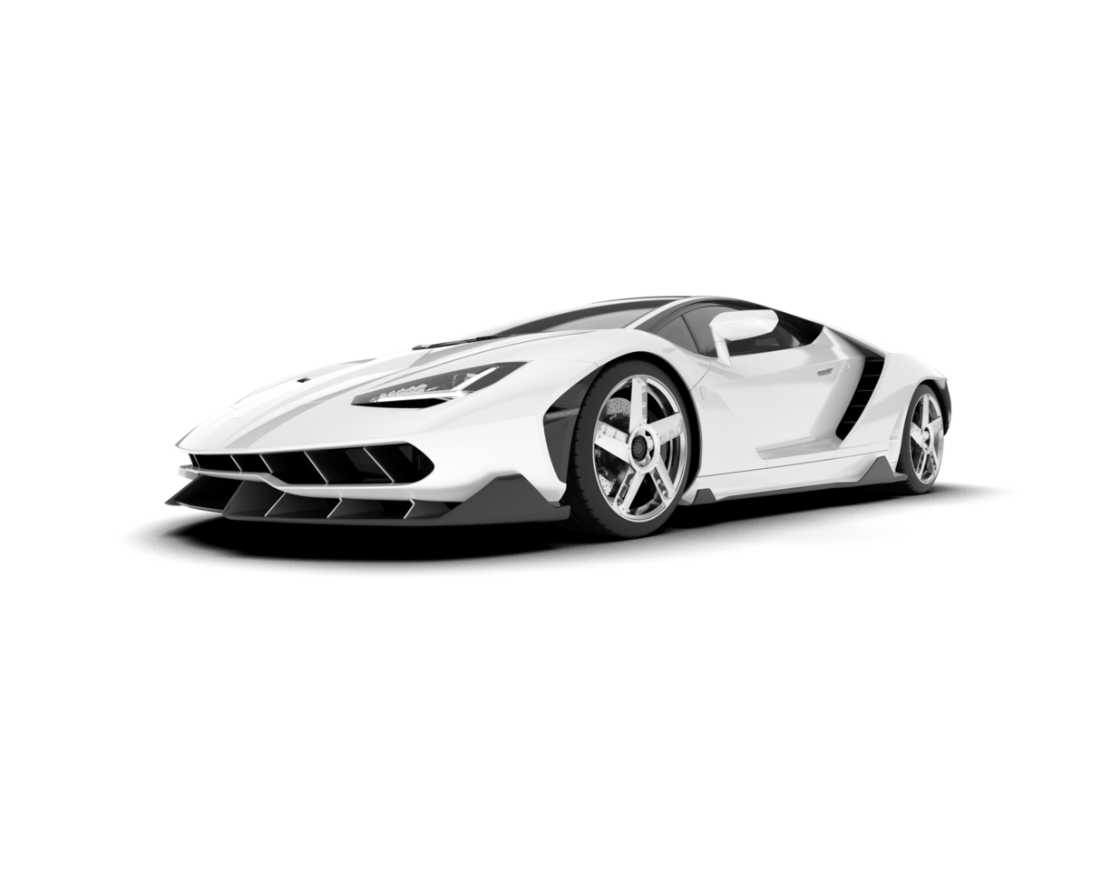 White sport car on transparent background. 3d rendering - illustration png