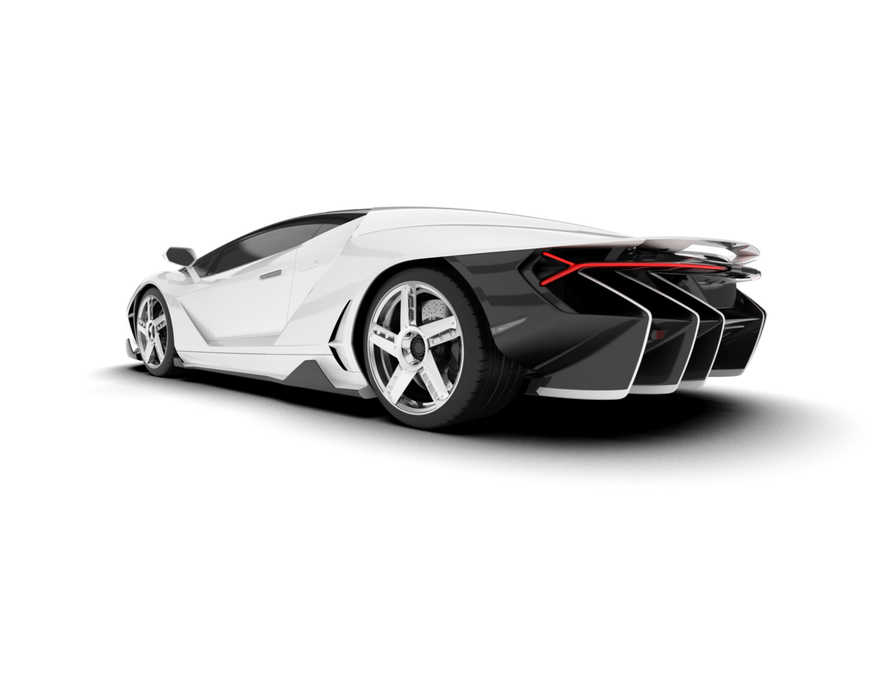 White sport car on transparent background. 3d rendering - illustration png