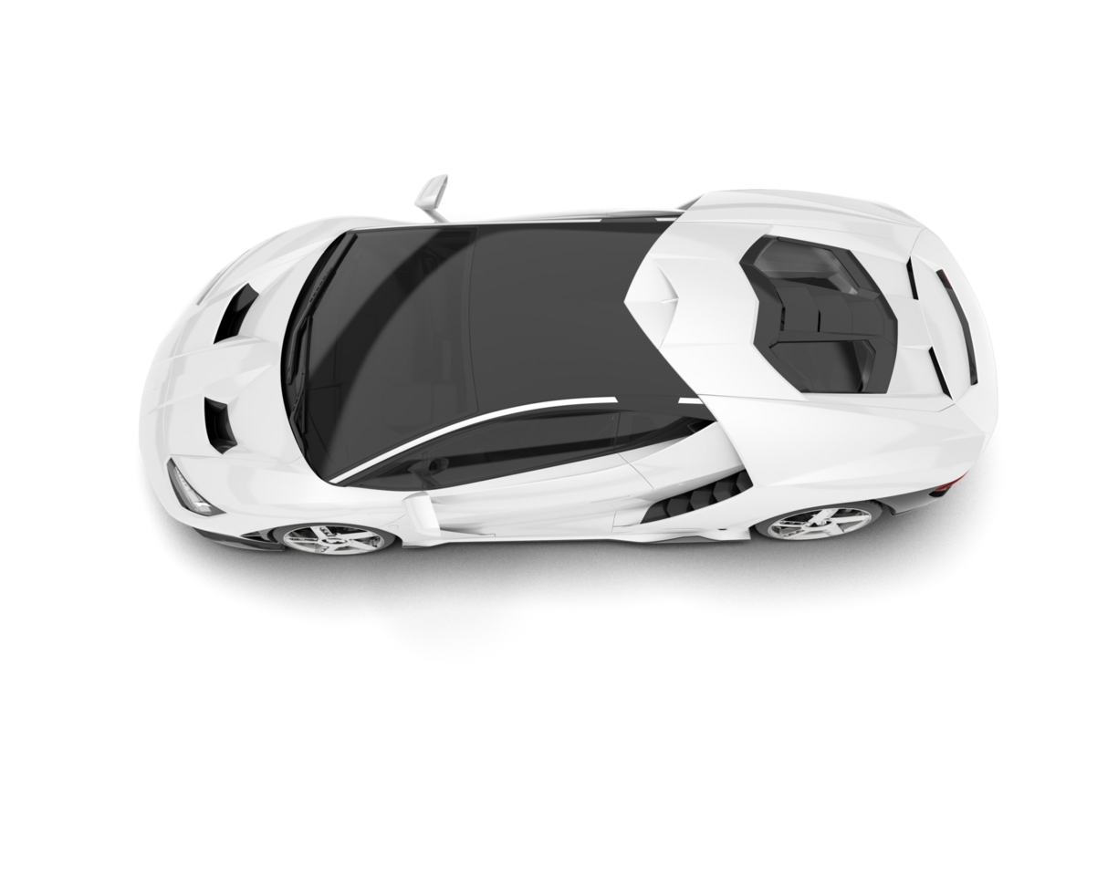 White sport car on transparent background. 3d rendering - illustration png