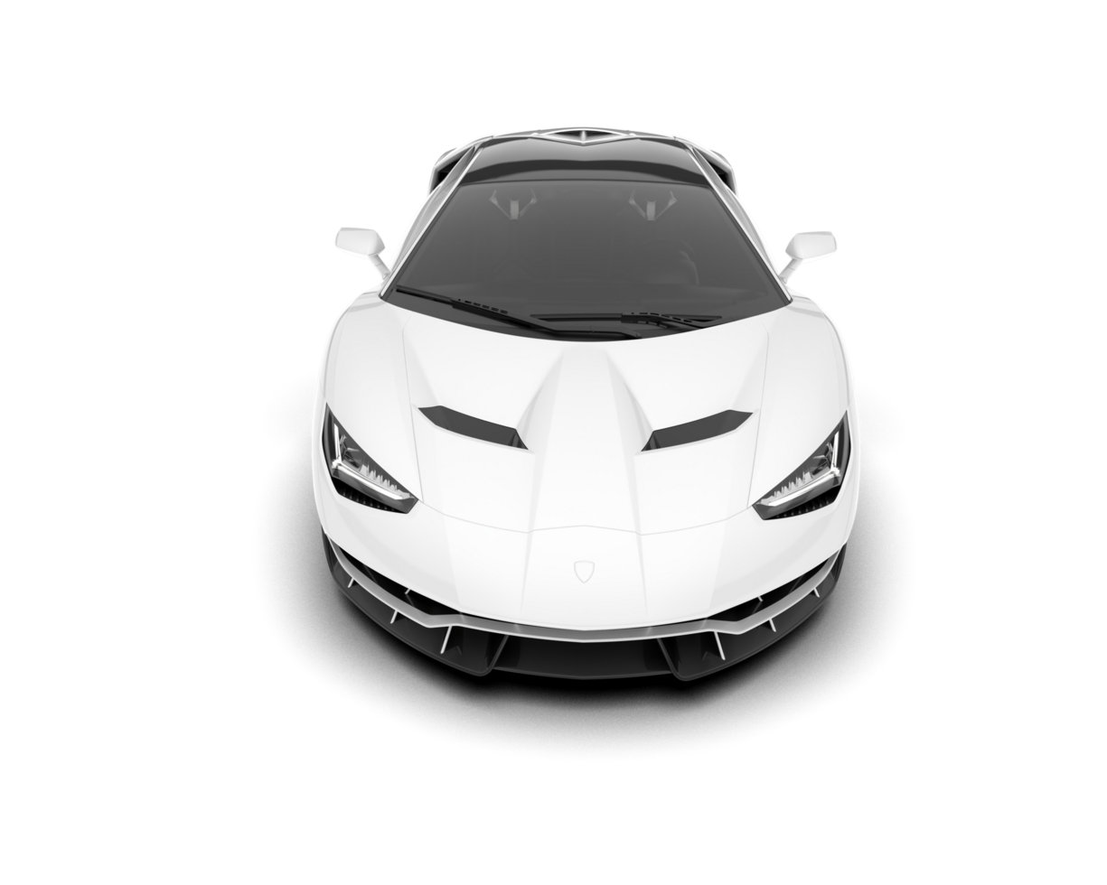 White sport car on transparent background. 3d rendering - illustration png
