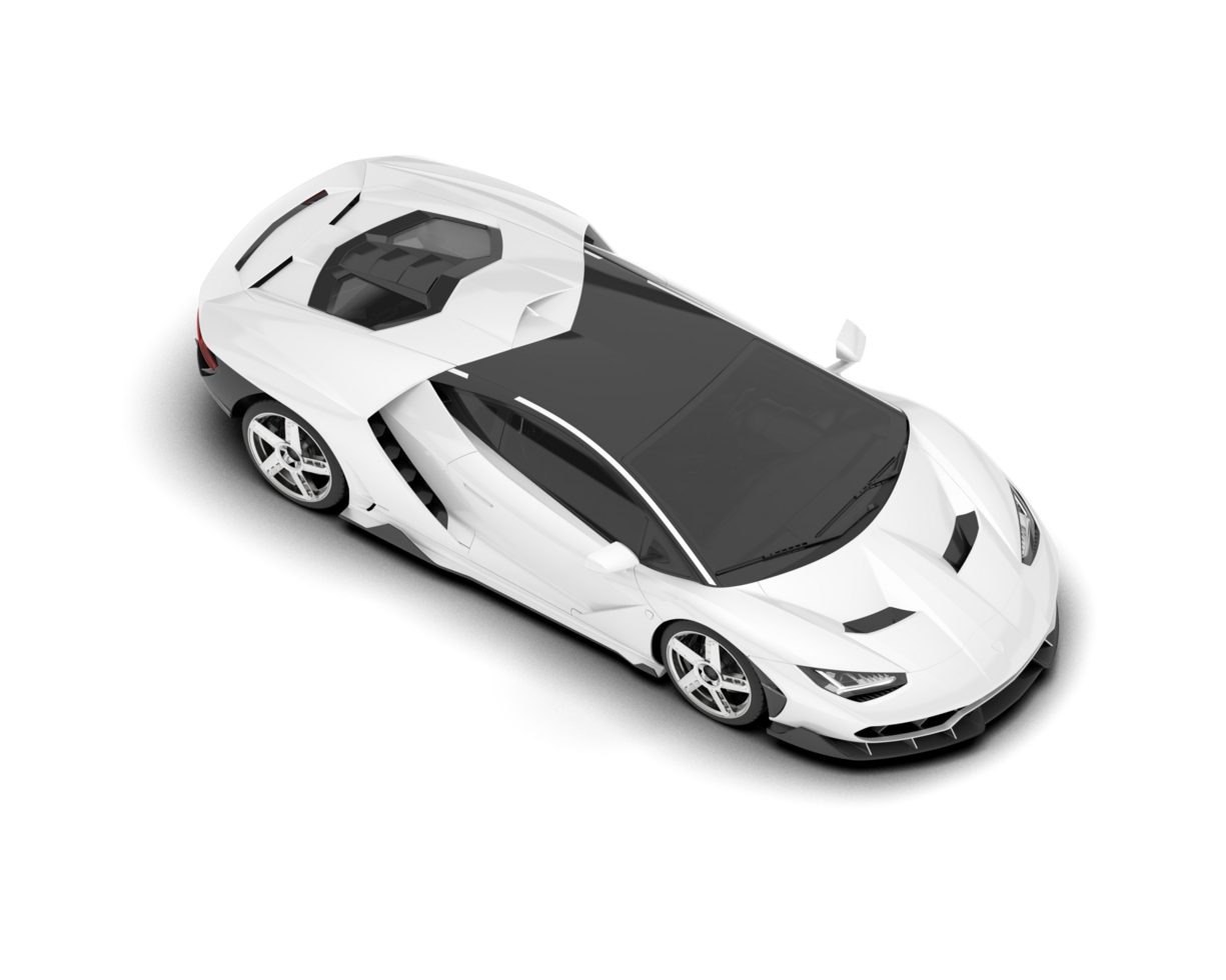 White sport car on transparent background. 3d rendering - illustration png