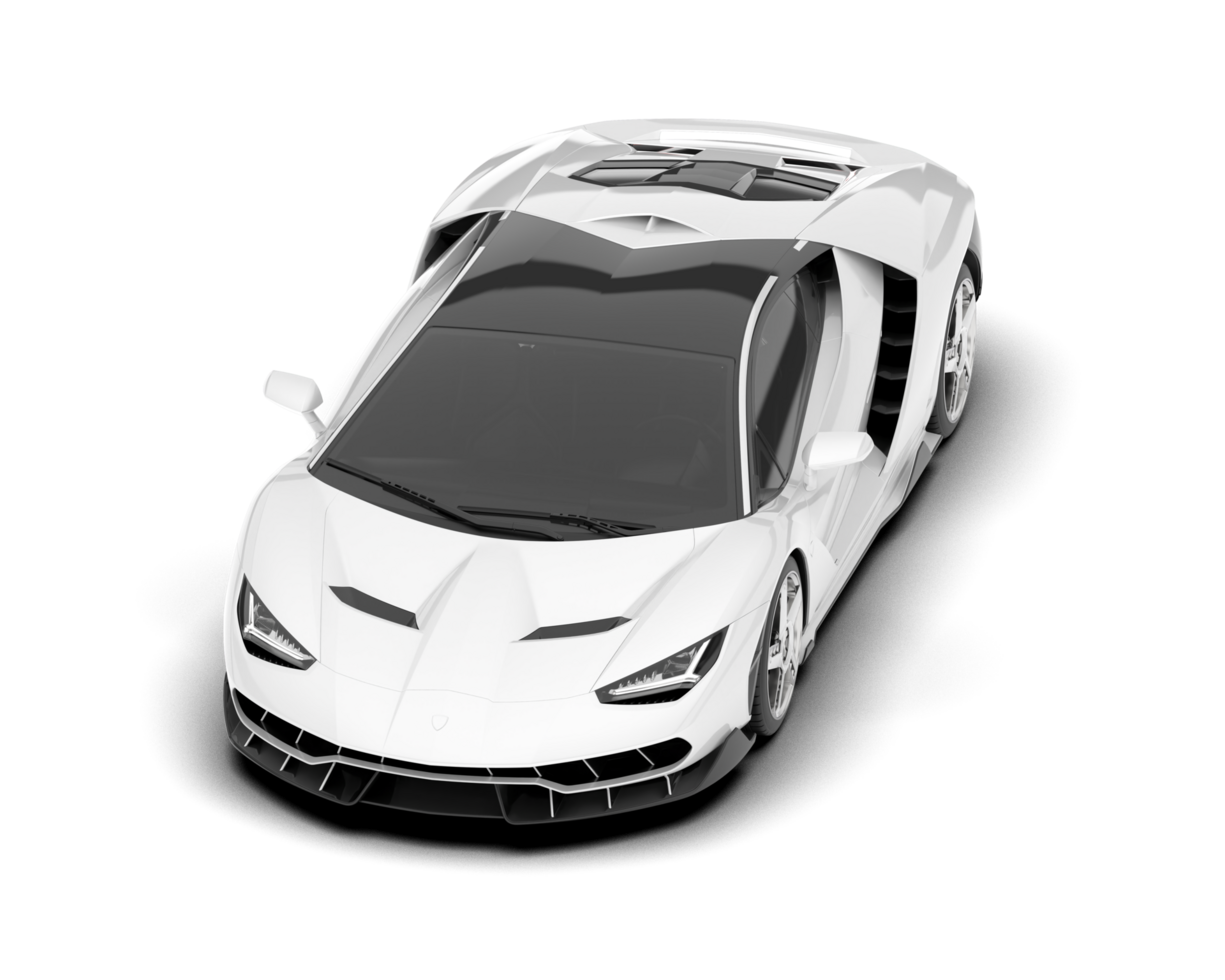 White sport car on transparent background. 3d rendering - illustration png