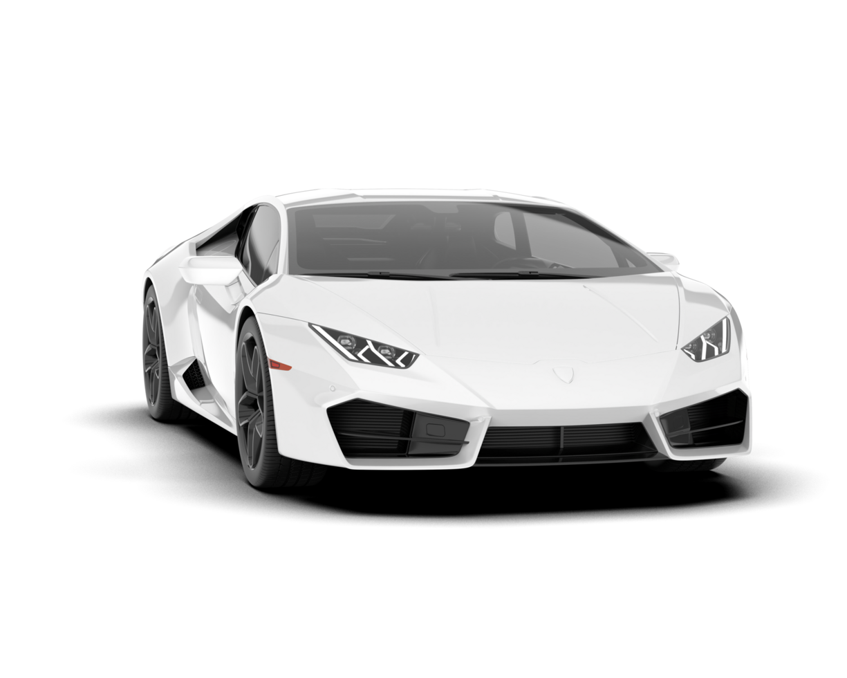 White sport car on transparent background. 3d rendering - illustration png