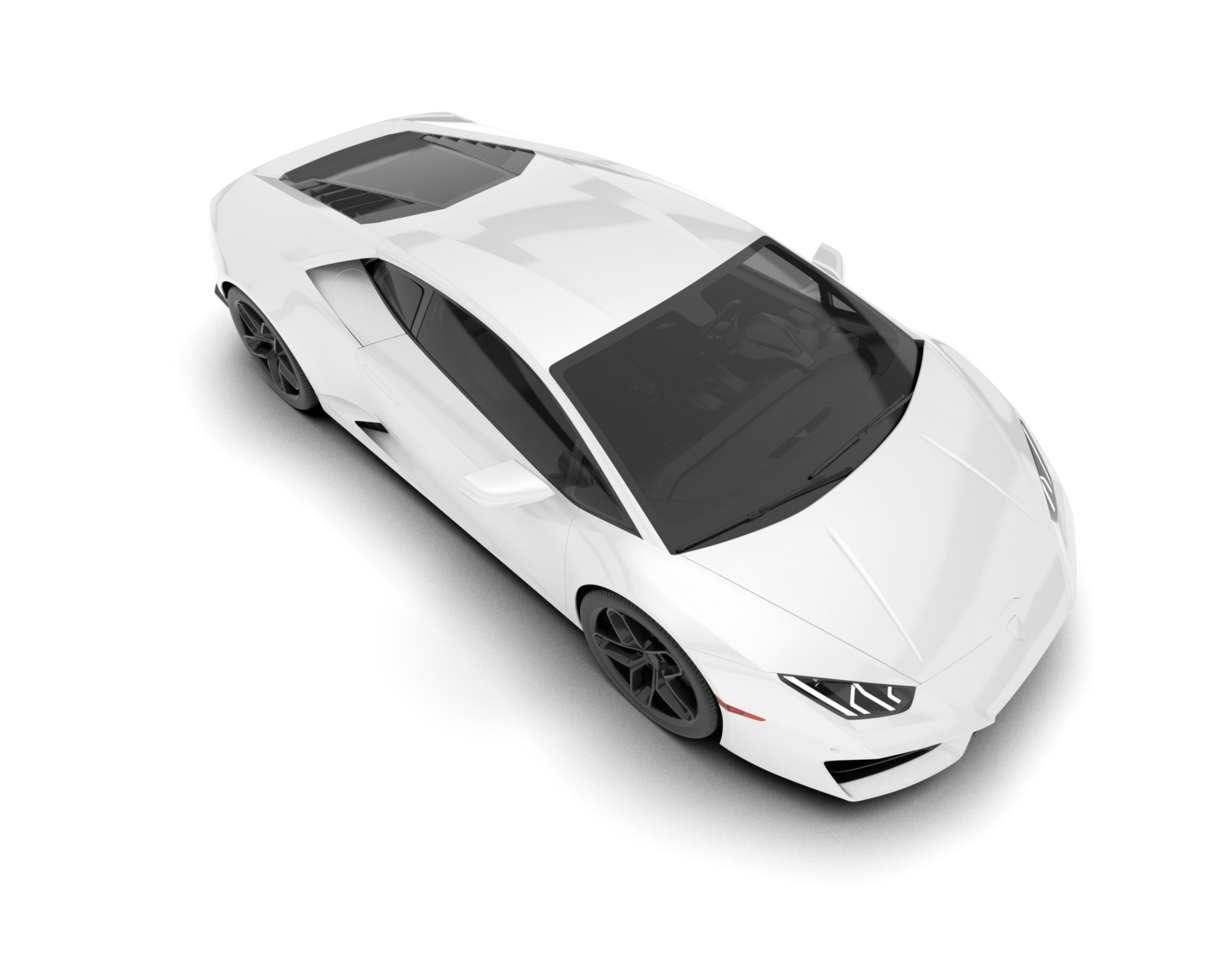 White sport car on transparent background. 3d rendering - illustration png