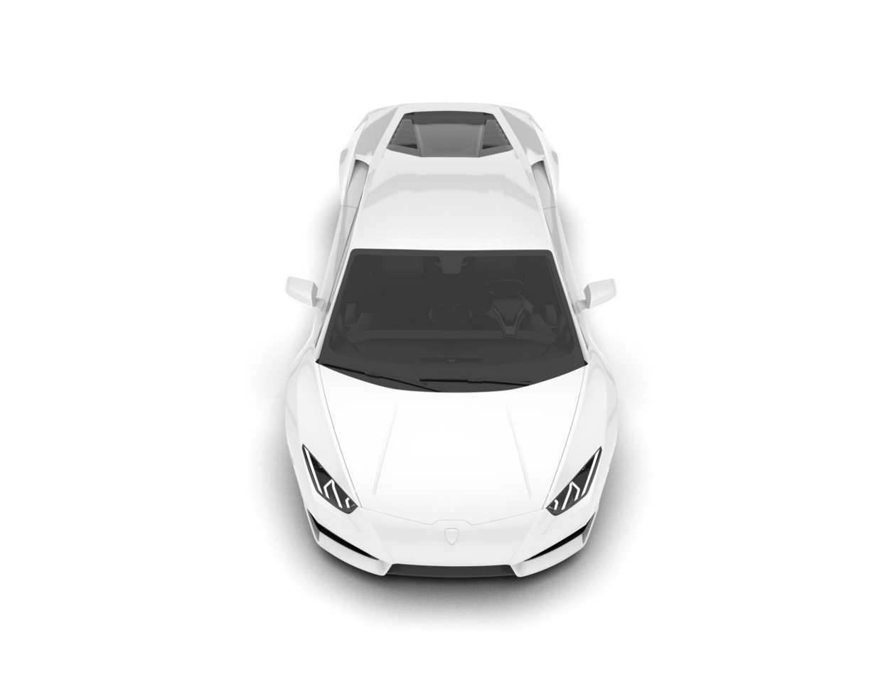 White sport car on transparent background. 3d rendering - illustration png