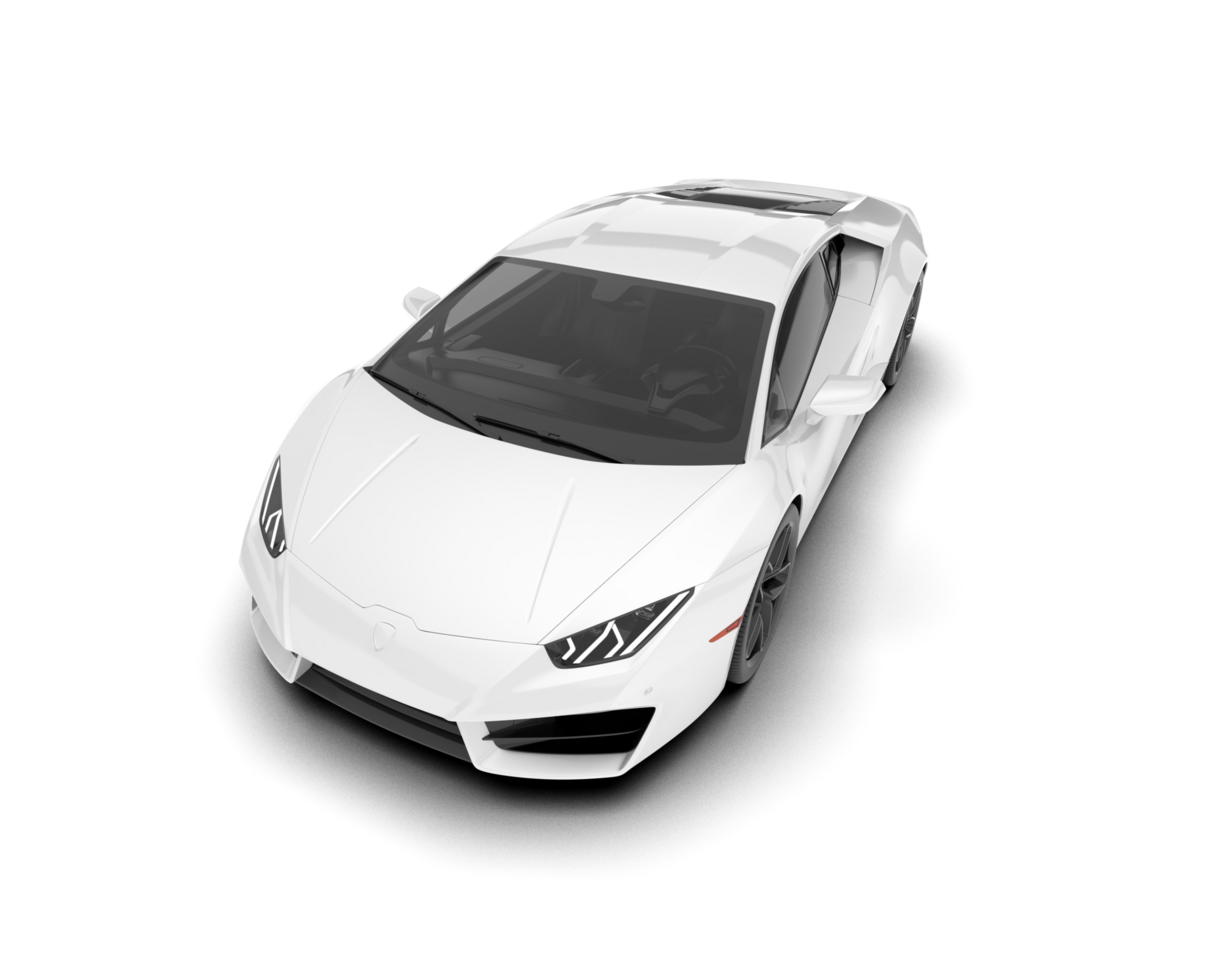 White sport car on transparent background. 3d rendering - illustration png