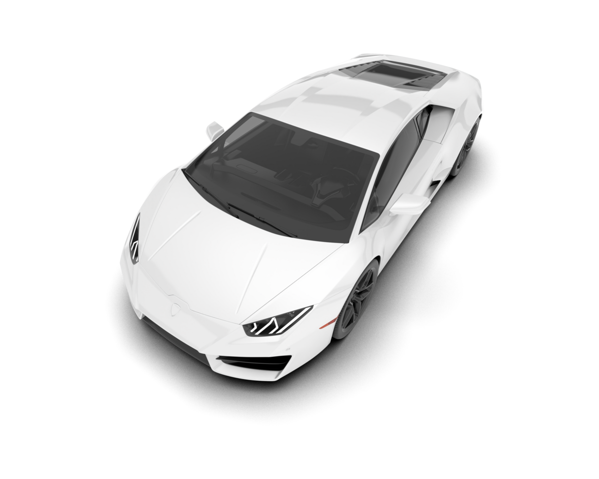 White sport car on transparent background. 3d rendering - illustration png