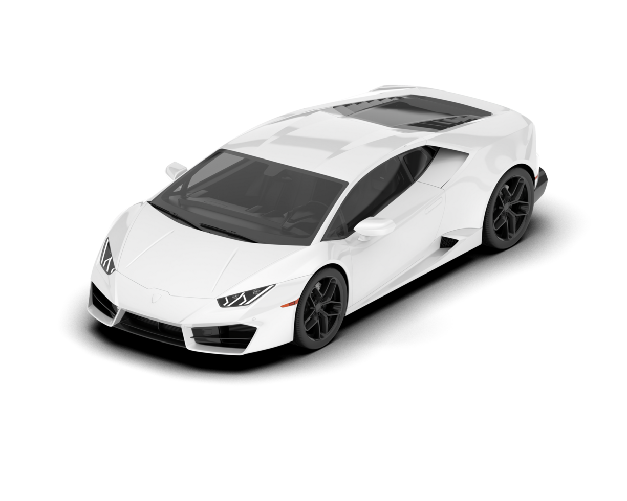 White sport car on transparent background. 3d rendering - illustration png