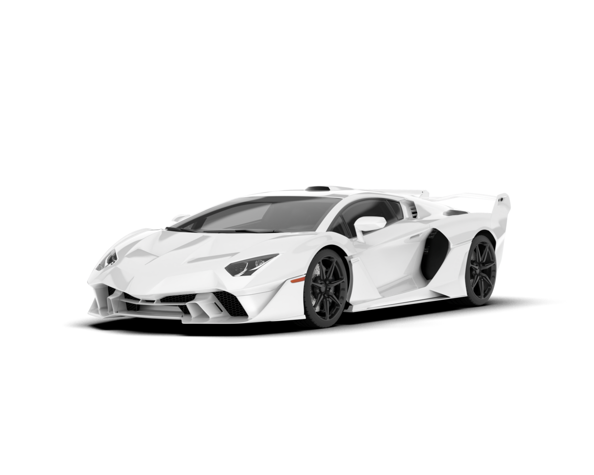 White sport car on transparent background. 3d rendering - illustration png