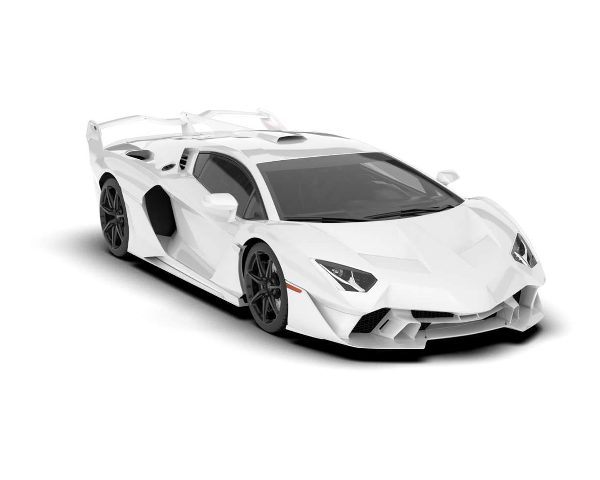 White sport car on transparent background. 3d rendering - illustration png