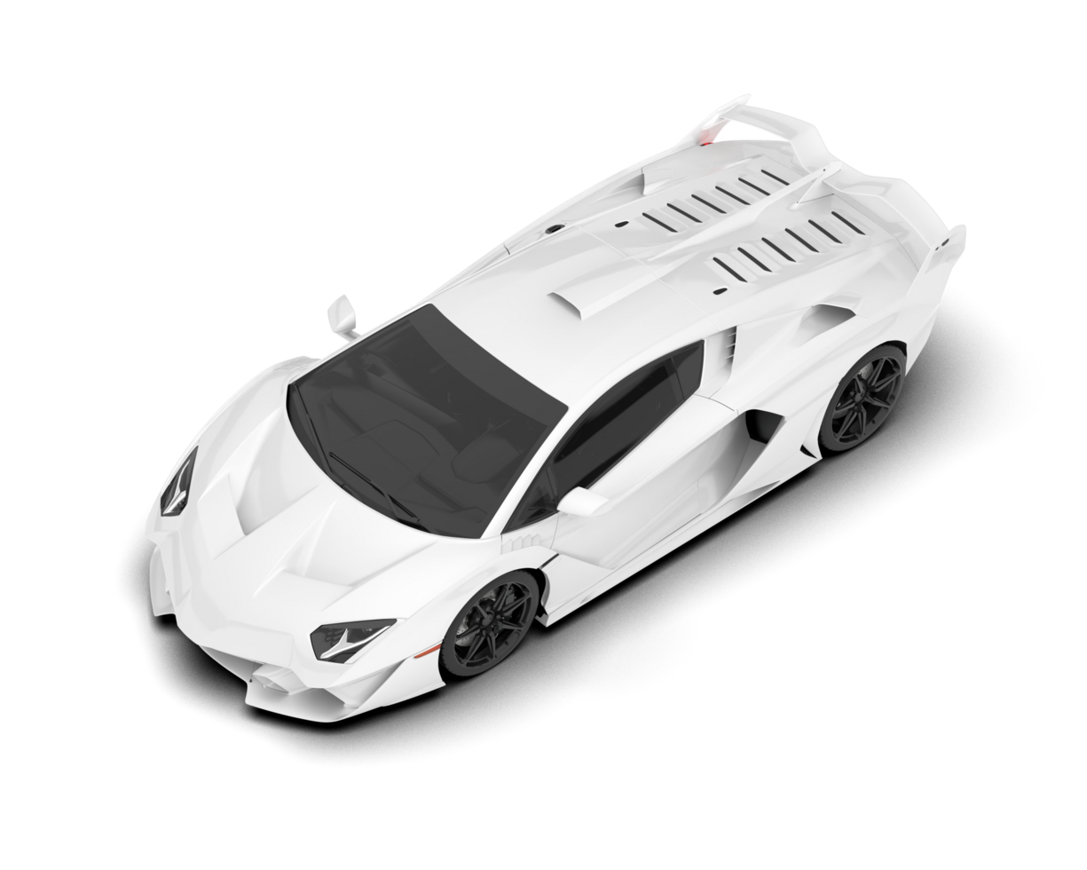 White sport car on transparent background. 3d rendering - illustration png