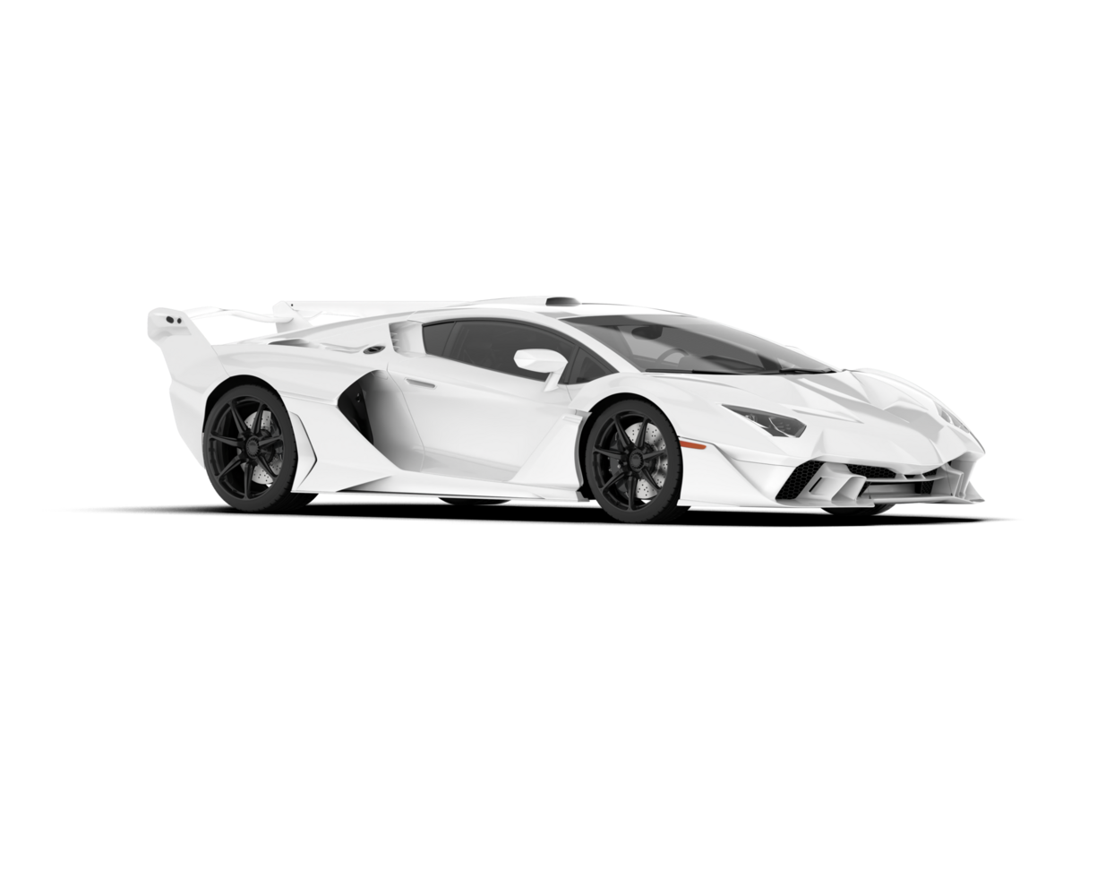 White sport car on transparent background. 3d rendering - illustration png