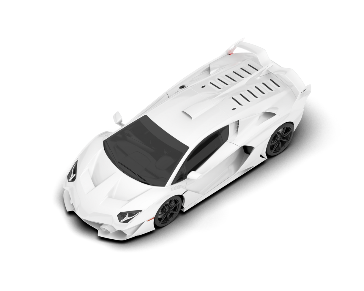 White sport car on transparent background. 3d rendering - illustration png