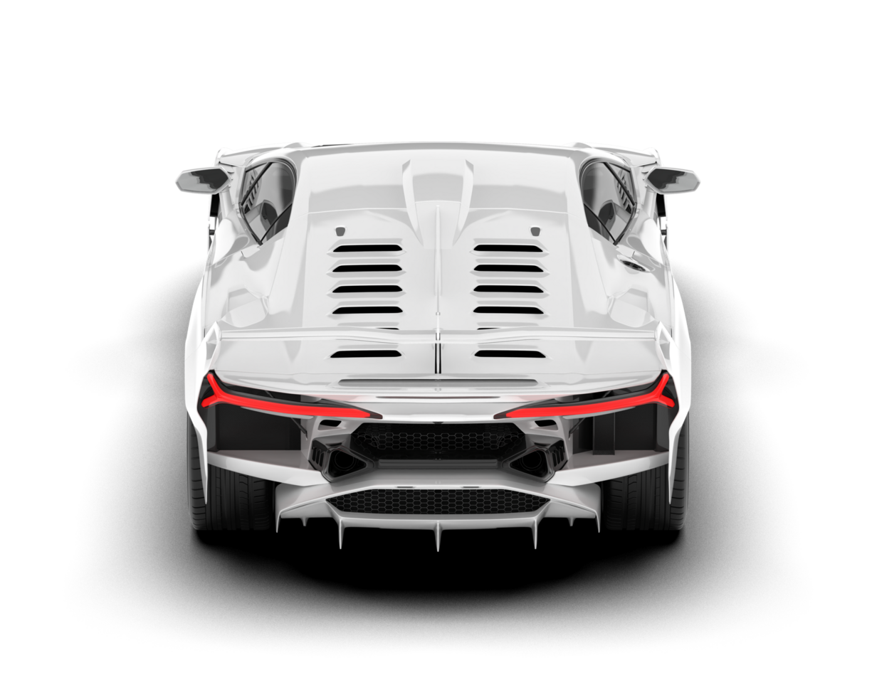 White sport car on transparent background. 3d rendering - illustration png