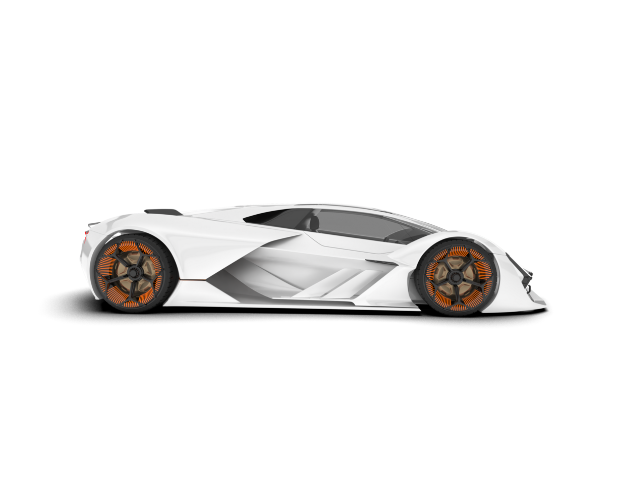 White sport car on transparent background. 3d rendering - illustration png