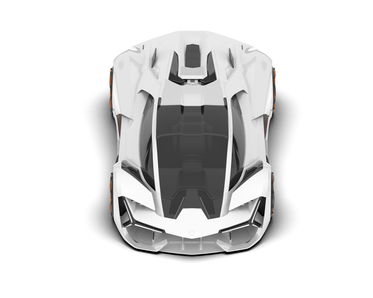 White sport car on transparent background. 3d rendering - illustration png