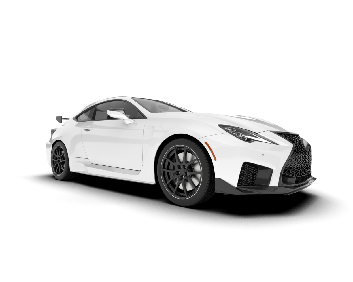 White sport car on transparent background. 3d rendering - illustration png