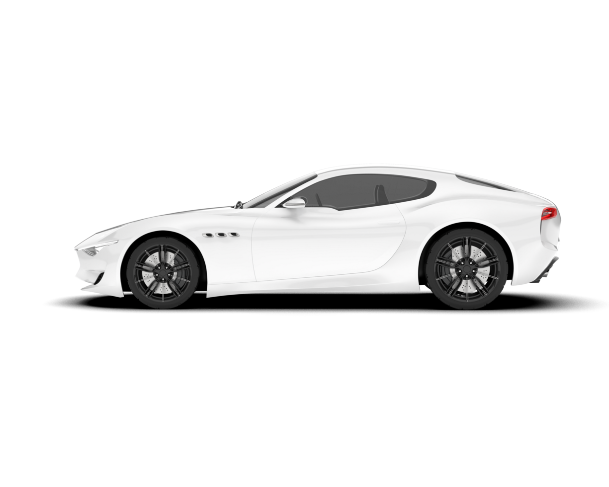 White sport car on transparent background. 3d rendering - illustration png