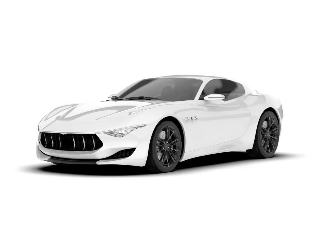 White sport car on transparent background. 3d rendering - illustration png