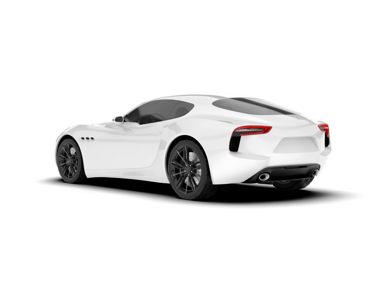 White sport car on transparent background. 3d rendering - illustration png