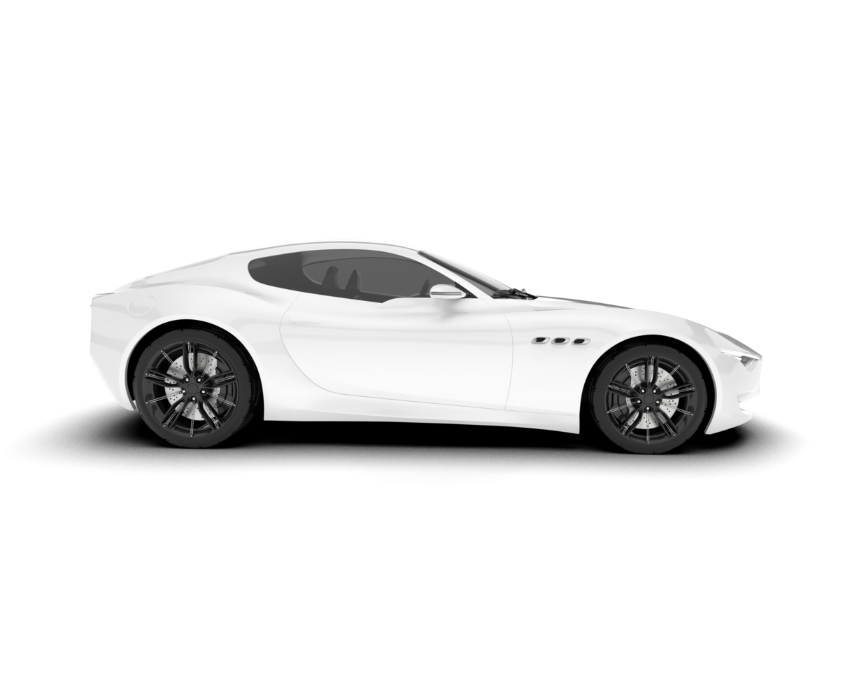 White sport car on transparent background. 3d rendering - illustration png