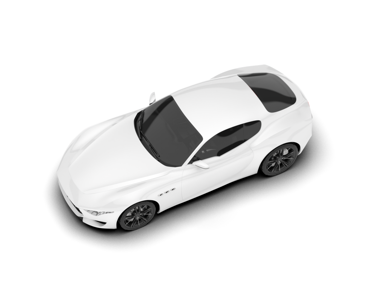 White sport car on transparent background. 3d rendering - illustration png