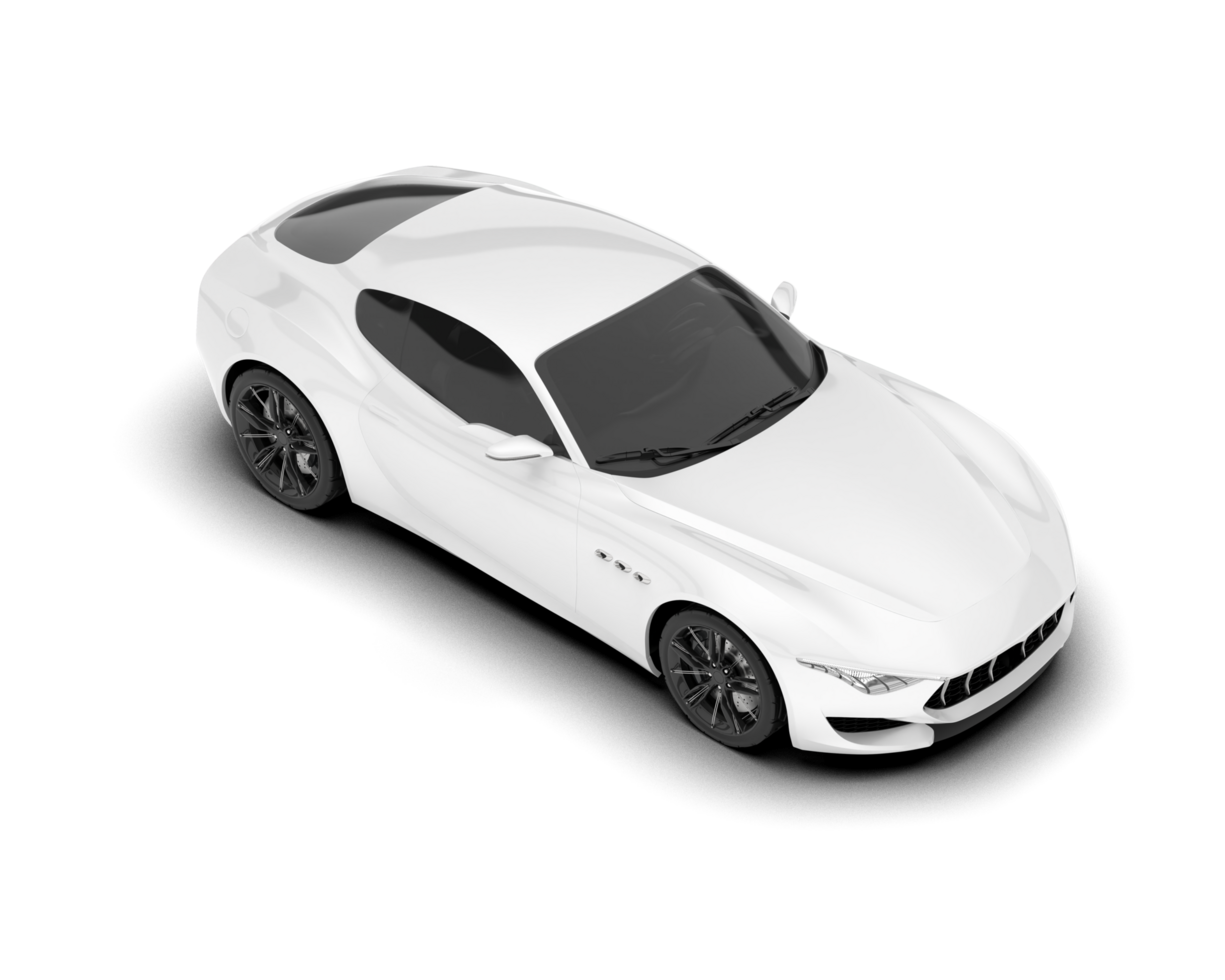 White sport car on transparent background. 3d rendering - illustration png