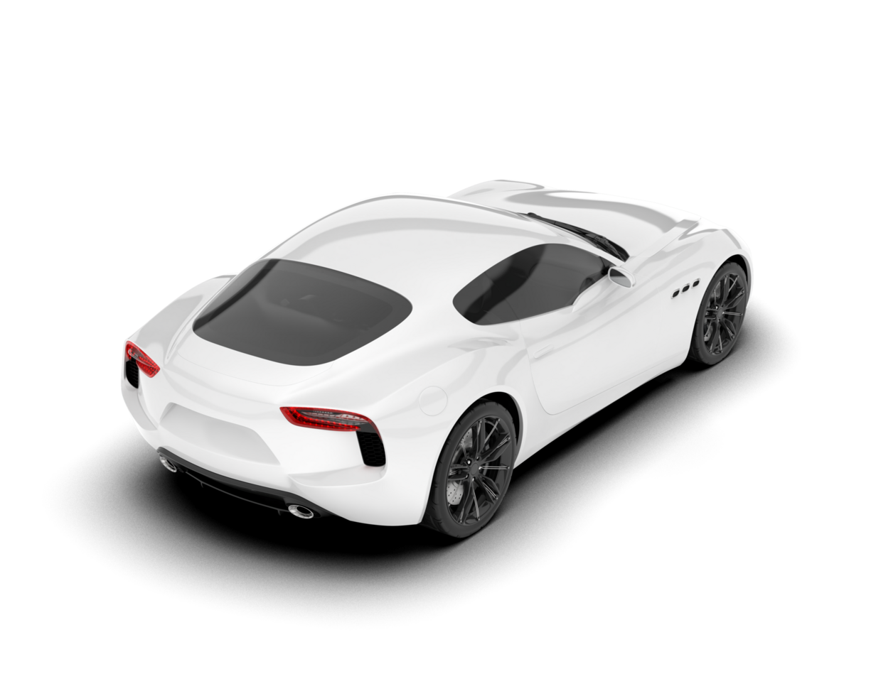 White sport car on transparent background. 3d rendering - illustration png