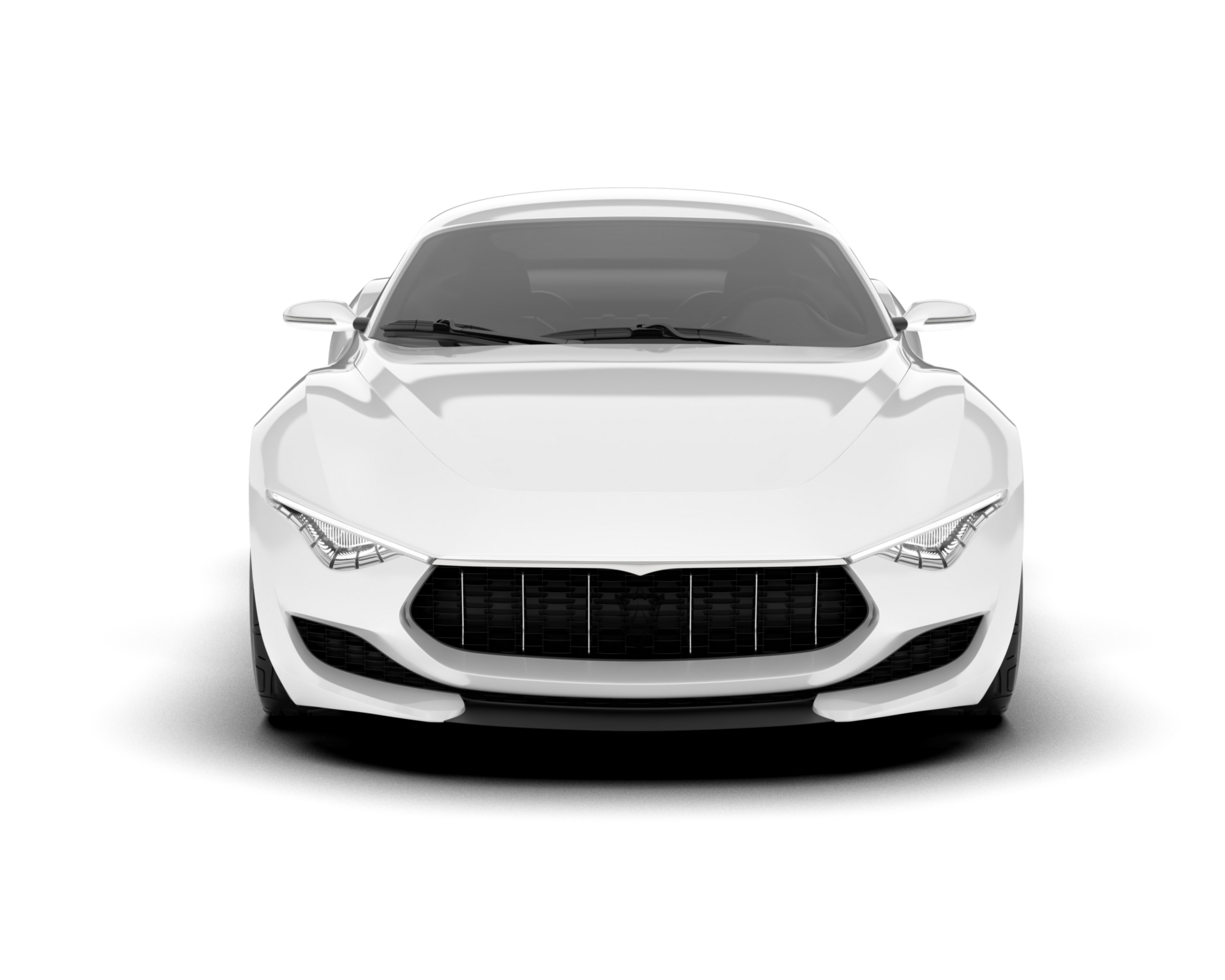White sport car on transparent background. 3d rendering - illustration png