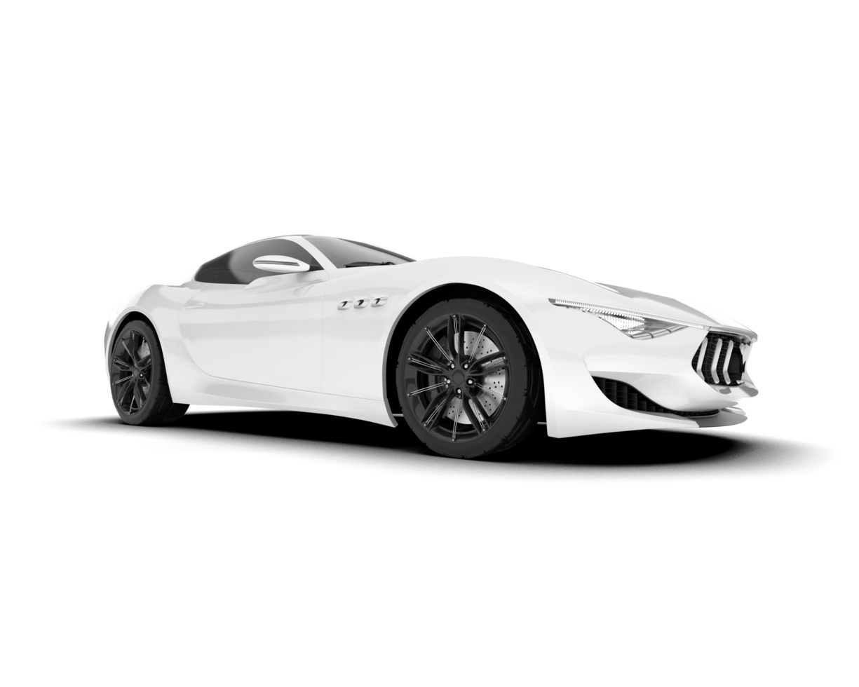 White sport car on transparent background. 3d rendering - illustration png