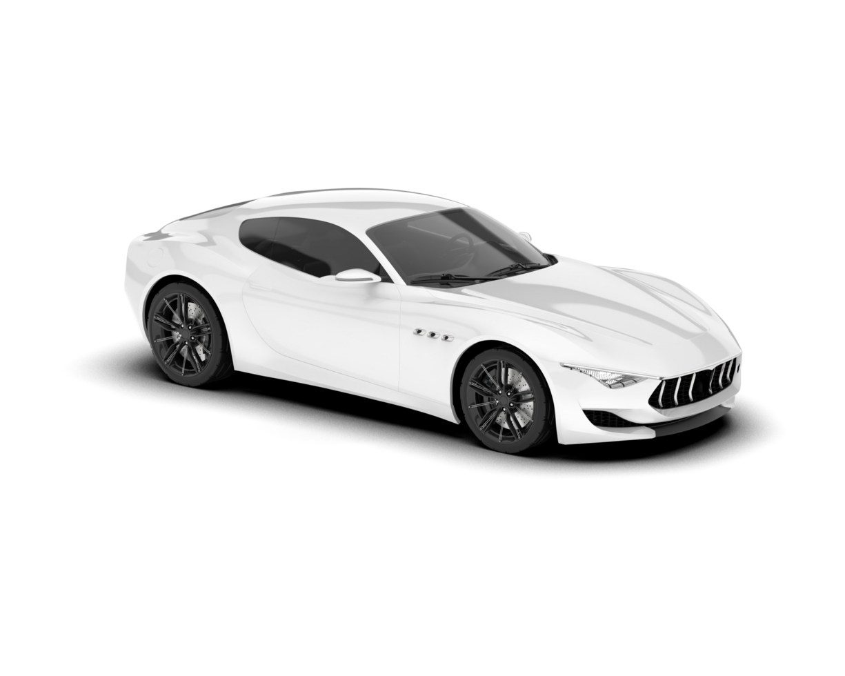 White sport car on transparent background. 3d rendering - illustration png